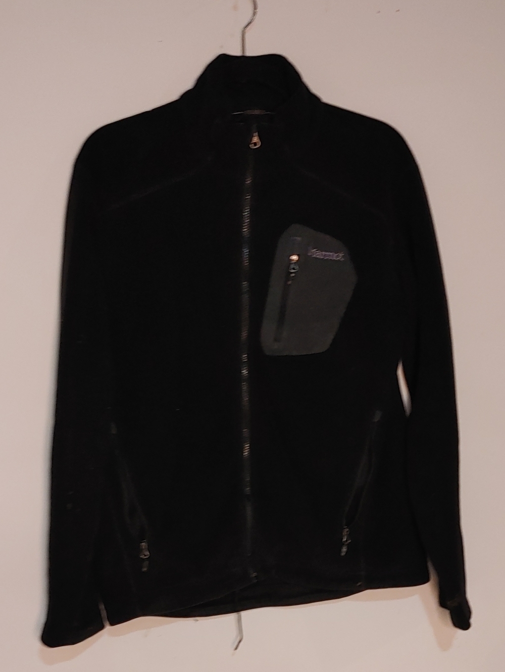 Men's Medium Marmot Black Full-Zip Utility Fleece Jacket with Chest Pocket